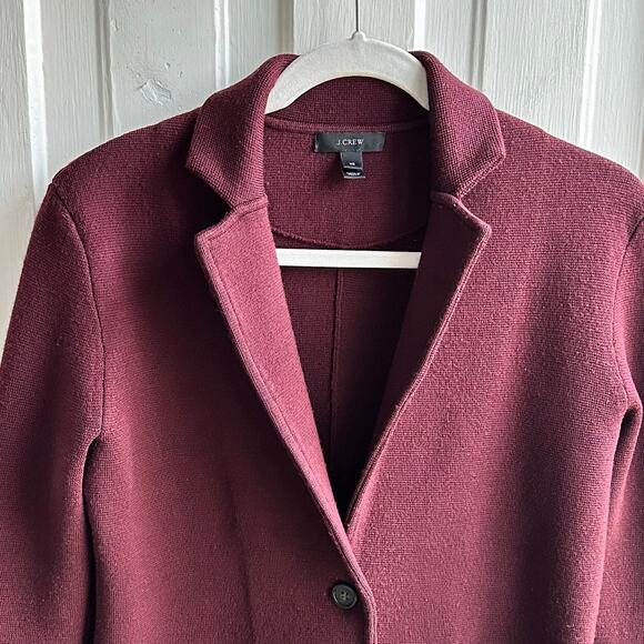 J. Crew Merino Wool Sweater Blazer Burgundy - Picture 4 of 9